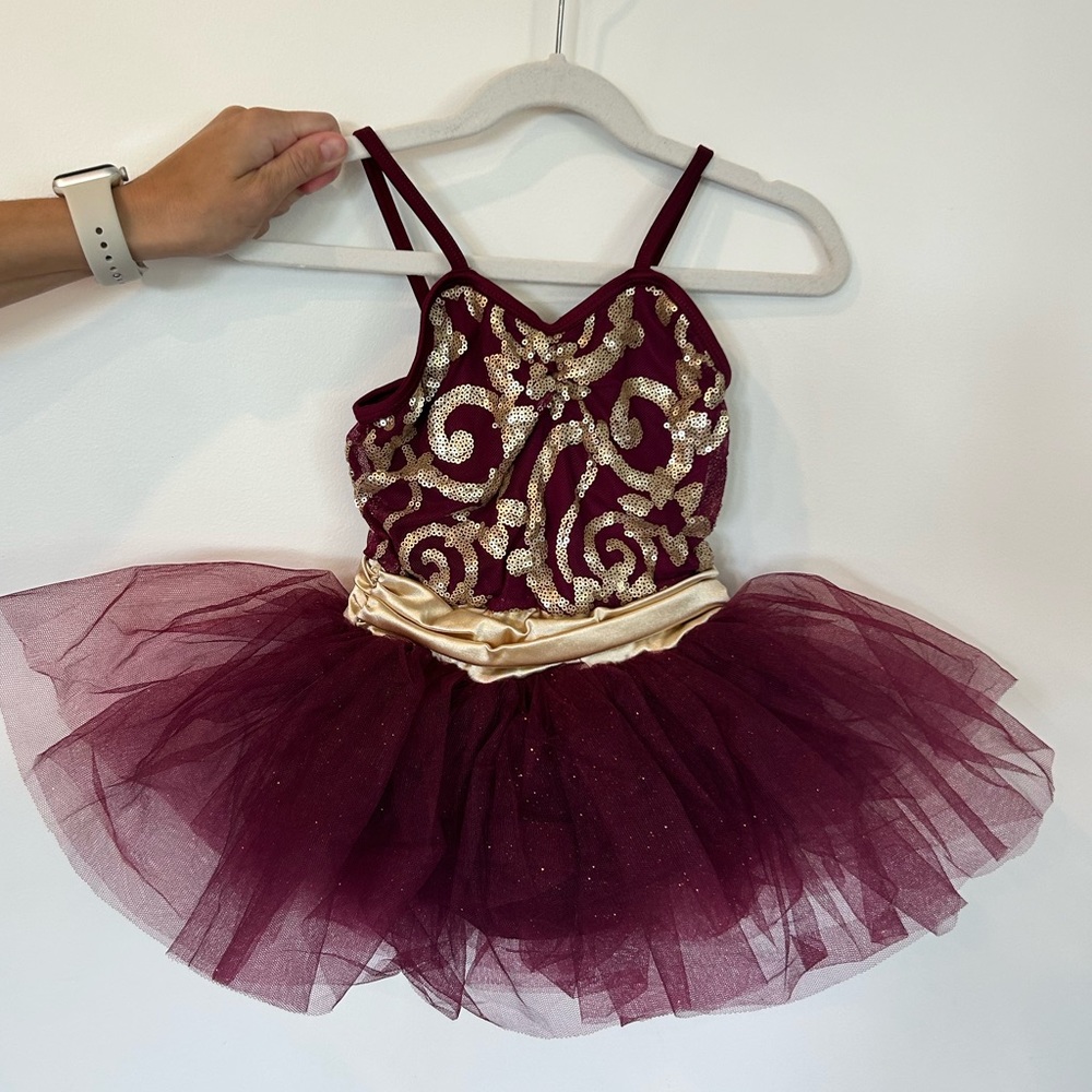 Maroon and Gold dance costume.